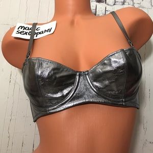 VICTORIA’S SECRET FAUX LEATHER BRA SILVER